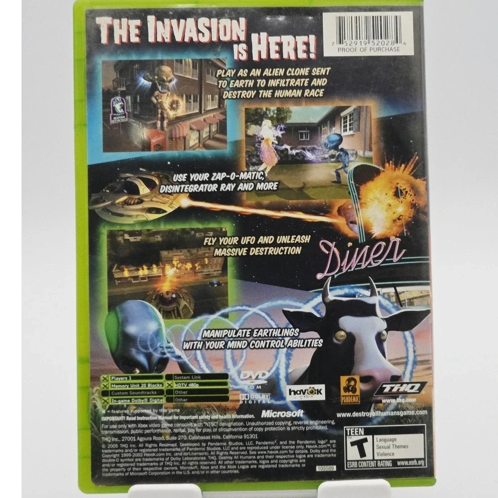 Destroy All Humans! Microsoft Xbox Video Game Complete Disc THQ NTSC‎ Case Retro